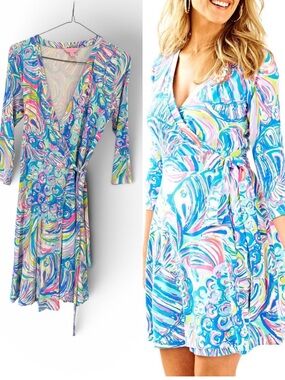 Lilly Pulitzer Emilia Wrap dress- Blue Multicolor
